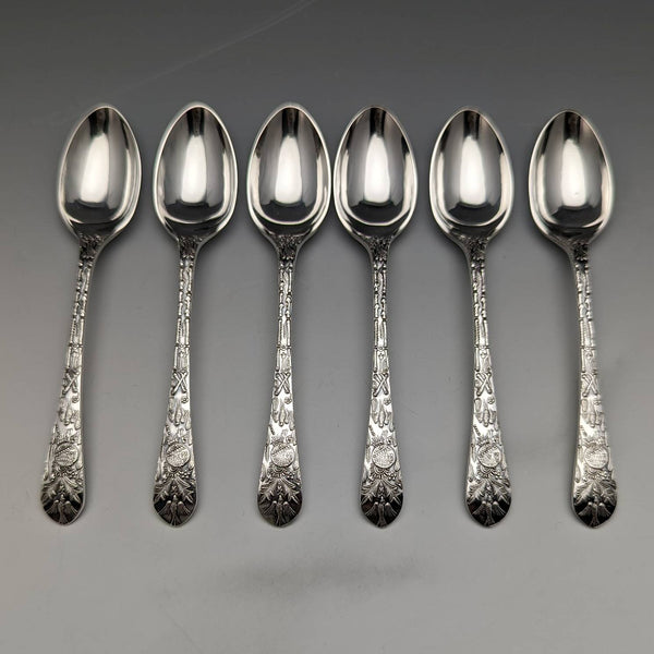 Around 1875 Set of 6 English Antique Silver Plated Teaspoons